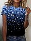 preiswerte Meistverkaufte Oberteile-Damen T Shirt Galaxis Graphic Funkelnd Täglich Wochenende Abstrakt Farbe Kurzarm T Shirt Rundhalsausschnitt Bedruckt Basic Blau Purpur Gelb S / 3D-Druck