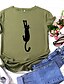 abordables T-shirts-T-shirt Femme Quotidien Fin de semaine Chat Imprimé Animal Manches Courtes Col Rond Bleu Jaune Rose Claire Hauts Standard