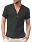 cheap Short Sleeves-Men&#039;s Short Sleeve Linen Beach Shirt Solid Color