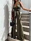 cheap Jumpsuits &amp; Rompers-Women&#039;s Jumpsuit Solid Color Backless Criss Cross Ordinary Deep V Wide Leg Party Casual Sleeveless Regular Fit Green Black Pink S M L Spring / Strap