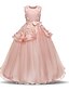 cheap Girls&#039; Dresses-Kids Girls&#039; Dress Solid Color Bow Sleeveless Prom Wedding Party Ruffle Embroidered Layered Ball Gown Princess Polyester Maxi Pink Princess Dress Summer Spring Fall 4-13 Years Pink Lavender Green