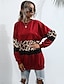 billige Dametøj-Dame Vanlig Farveblok Leopard bluse Basale Lang Længde Hættetrøjer Sweatshirts Vin