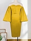 cheap Party Dresses-Women&#039;s Knee Length Dress Sheath Dress Wrap Dress Blue Purple Yellow Long Sleeve Cold Shoulder Puff Sleeve Pure Color Strapless Fall Spring Party Elegant Sexy Lantern Sleeve 2022 S M L XL XXL