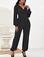 cheap Jumpsuits &amp; Rompers-Women&#039;s Jumpsuit Solid Color Casual V Neck Wide Leg Street Daily Wear Long Sleeve Regular Fit Green Black Royal Blue S M L Fall