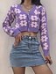 cheap Cardigans-Women&#039;s Cardigan Sweater Flower Sweet Style Long Sleeve Sweater Cardigans V Neck Purple / Holiday