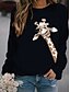 preiswerte Kapuzenjacken &amp; Sweatshirts-Damen Giraffen Print Langarm Pullover lustige Tops reguläre Passform bequeme Rundhalsausschnitt Sweatshirt gelb