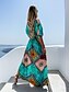 cheap Casual Dresses-Women&#039;s Wrap Dress Maxi long Dress Green Orange Half Sleeve Geometric Pattern Spring Summer Casual 2021 S M L XL 2XL