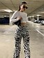 preiswerte Pants-Damen Chinesisch Chino Hose Hosen Hose Baumwollmischung Schwarz / Weiß Casual / sportlich Mittlere Taillenlinie Bedruckt In voller Länge Mikro-elastisch Zebra S M L XL