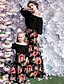 cheap New Arrivals-Mommy and Me Dresses Floral Patchwork Blue Pink Maxi 3/4 Length Sleeve Daily Matching Outfits / Print