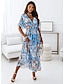 cheap Casual Dresses-Women&#039;s A Line Dress Midi Dress Blue Blushing Pink White Black Short Sleeve Floral Print Spring Summer Casual 2021 S M L XL 2XL