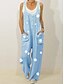 cheap Plus Size Jumpsuits-Women&#039;s Plus Size Jumpsuit Print Floral Ordinary Basic Blue Black Beige L XL XXL 3XL 4XL