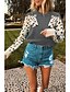 billige Sweaters-Dame bluse Leopard Langærmet Sweater Cardigans Rund hals Blå-Grøn Rødvin Grå