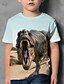 billige T-shirts &amp; Trøjer til Drenge-Børn Drenge T-shirt Kortærmet Dinosaurus 3D-udskrivning Farveblok Dyr Crewneck Hurtigtørrende Blå Gul Kakifarvet Børn Toppe Sommer Basale Gade Afslappet 3-12 år