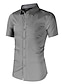 cheap Men&#039;s Clothing-Men&#039;s T shirt Tee Plaid Solid Color Turndown Button Down Collar Casual Daily Short Sleeve Button-Down Tops Simple Basic Formal Black Blue Gray