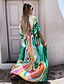 cheap Maxi Dresses-Women&#039;s Maxi long Dress Swing Dress Green Blue Pink Orange Half Sleeve Print Floral V Neck Summer Boho Batwing Sleeve 2022 Loose S M L XL XXL / 3D Print
