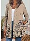 cheap Jackets-Women&#039;s Jacket Autumn / Fall Winter Daily Holiday Regular Coat Round Neck Regular Fit Casual St. Patrick&#039;s Day Jacket Long Sleeve Print Floral Green Beige