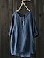 cheap Plus Size Tops-Women&#039;s Plus Size Tops Blouse Shirt Solid Color Half Sleeve Round Neck Cotton And Linen Causal Blushing Pink Navy Blue