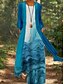 cheap Casual Dresses-Women&#039;s Maxi long Dress Two Piece Dress Blue Purple Royal Blue Long Sleeve Pocket Print Flower Animal Round Neck Fall Spring Elegant Casual 2022 M L XL XXL 3XL 4XL 5XL