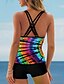 cheap Tankini-Women&#039;s Tankini Swimsuit Criss Cross Print Rainbow 3D Rainbow Swimwear Bathing Suits Colorful Sports / Padless