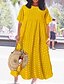 cheap Maxi Dresses-Women&#039;s Plus Size Dress Swing Dress Maxi long Dress Short Sleeve Polka Dot Hot Spring Summer Yellow Wine Green L XL XXL 3XL 4XL / Loose