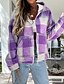 cheap Coats &amp; Trench Coats-Women&#039;s Coat Hoodie Jacket Quilted Sporty Casual Sport Daily Coat Regular Polyester Blue Purple Fuchsia Zipper Fall Winter Hoodie Regular Fit S M L XL XXL / Warm / Plaid / Check