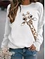 billige Hættetrøjer &amp; Sweatshirts-kvinders giraf print langærmet pullover sjove toppe normal pasform behagelig rund hals sweatshirt gul
