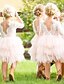 cheap Toddler Girls&#039; Dresses-Kids Toddler Little Dress Girls&#039; Flower Tulle Dress Lace Mesh Backless White Black Purple Asymmetrical 3/4 Length Sleeve Cute Dresses Regular Fit