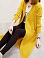 baratos Cardigãs-Mulheres Carregam Suéter Côr Sólida Casual Manga Longa Casacos de malha Decote V Amarelo Caqui Verde