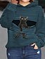 cheap Plus Size Tops-Women&#039;s Plus Size Tops Hoodie Sweatshirt Striped Cat Animal Print Long Sleeve Fall Winter Streetwear Blue Black Big Size L XL XXL 3XL 4XL