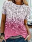 preiswerte T-shirts-Damen T Shirt Schwarz Rosa Purpur Bedruckt Graphic Schmetterling Täglich Wochenende Kurzarm Rundhalsausschnitt Vintage Basic Schmetterling Farbe Regular Fit