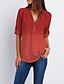 cheap Tops &amp; Blouses-seaintheson womens short sleeve tops,casual deep v neck chiffon solid t-shirt 3/4 roll sleeve zipper tunic shirt blouses