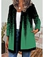 cheap Jackets-Women&#039;s Jacket Autumn / Fall Winter Daily Holiday Regular Coat Round Neck Regular Fit Casual St. Patrick&#039;s Day Jacket Long Sleeve Print Color Gradient Geometric Green Blue Black
