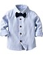 cheap Boys&#039; Clothing Sets-Kids Boys&#039; Suit &amp; Blazer Shirt &amp; Pants Formal Set Long Sleeve 2 Pieces Blue(Boy) Striped Event / Party Performance Cotton Formal 1-4 Years