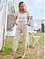 cheap Women&#039;s Clothing-Women&#039;s Designer Boho Pants Full Length Pants Inelastic Work Weekend Polyester Solid Color High Waist Breathable Outdoor Beige S M L XL