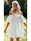 cheap Casual Dresses-Women&#039;s Short Mini Dress Swing Dress White Pink Sky Blue Red Short Sleeve Ruched Pleated Pure Color Off Shoulder Spring Summer Casual Sexy 2022 S M L XL XXL XXXL