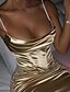 cheap Casual Dresses-Women&#039;s Knee Length Dress Sheath Dress Gold Brown Sleeveless Backless Ruched Solid Color Boat Neck Summer Holiday Casual 2021 S M L / Satin
