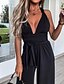 cheap Jumpsuits &amp; Rompers-Women&#039;s Jumpsuit Solid Color Backless Criss Cross Ordinary Deep V Wide Leg Party Casual Sleeveless Regular Fit Green Black Pink S M L Spring / Strap