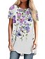 cheap T-Shirts-Women&#039;s Holiday Weekend T shirt Tee Floral Butterfly Painting Short Sleeve Floral Butterfly Round Neck Print Basic Tops Green White Blue S / 3D Print