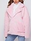cheap Coats &amp; Trench Coats-Women&#039;s Faux Fur Coat Winter Daily Regular Coat Regular Fit Casual Jacket Long Sleeve Fur Trim Solid Colored Blushing Pink