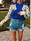 cheap Sweaters-Women&#039;s Pullover Leopard Long Sleeve Sweater Cardigans Crew Neck Blue-Green Red Wine Gray