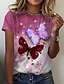 abordables Tops más vendidos-Mujer Camiseta Animal Mariposa Gradiente de Color Rosa Azul Piscina Morado Estampado Manga Corta Diario Fin de semana Vintage Básico Escote Redondo Ajuste regular