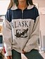 cheap Hoodies &amp; Sweatshirts-Women&#039;s Pullover Zip Sweatshirt Zipper Fuzzy Sherpa Fleece Teddy Alphabet green Green Blue Long Sleeve S M L XL XXL