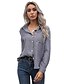 cheap Tops &amp; Blouses-Women&#039;s Blouse Shirt Striped Shirt Collar Pocket Button Basic Streetwear Tops Dark Gray