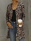 cheap Jackets-Women&#039;s Jacket Casual Jacket Active Casual Sports Party Street Daily Coat Long Polyester Brown Open Front Fall Spring Open Front Regular Fit S M L XL XXL / Long Sleeve / Leopard