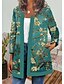 cheap Jackets-Women&#039;s Jacket Casual Jacket Daily Holiday Winter Autumn / Fall Regular Coat Round Neck V Neck Regular Fit Casual St. Patrick&#039;s Day Jacket Long Sleeve Floral Trees / Leaves Print Black Green