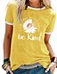 cheap Women&#039;s T-shirts-Women&#039;s T shirt Tee Light Blue Black Yellow Floral Letter Short Sleeve Casual Daily Basic Round Neck S