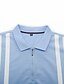 cheap Men&#039;s Clothing-Men&#039;s T shirt Color Block Turndown Casual Daily Short Sleeve Zipper Tops Simple Basic Formal Fashion Light Blue / Wet and Dry Cleaning