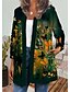 cheap Jackets-Women&#039;s Jacket Casual Jacket Print Casual Daily Holiday Coat Regular Air Layer Fabric Green Blue Yellow Open Front Autumn / Fall Winter Round Neck Regular Fit S M L XL XXL 3XL / Animal Patterned