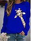 cheap Women&#039;s Hoodies &amp; Sweatshirts-women&#039;s giraffe print long sleeve pullover funny tops regular fit comfortable crew neck sweatshirt yellow