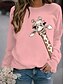 preiswerte Kapuzenjacken &amp; Sweatshirts-Damen Giraffen Print Langarm Pullover lustige Tops reguläre Passform bequeme Rundhalsausschnitt Sweatshirt gelb